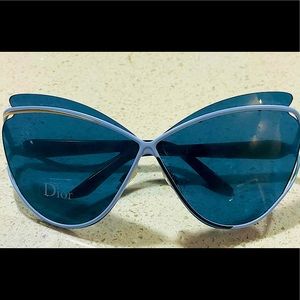 CHRISTIAN DIOR AUDACIEUSE 1 Black Gold Blue Cat Eye Sunglasses Runway Women